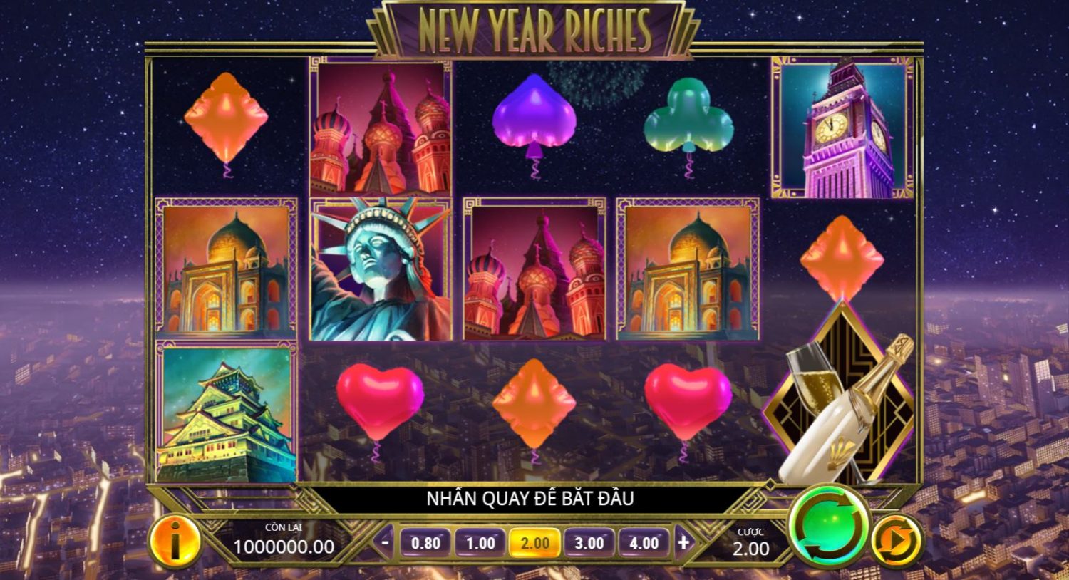 Hướng dẫn chơi game quay hũ New Year Riches - Năm mới giàu sang