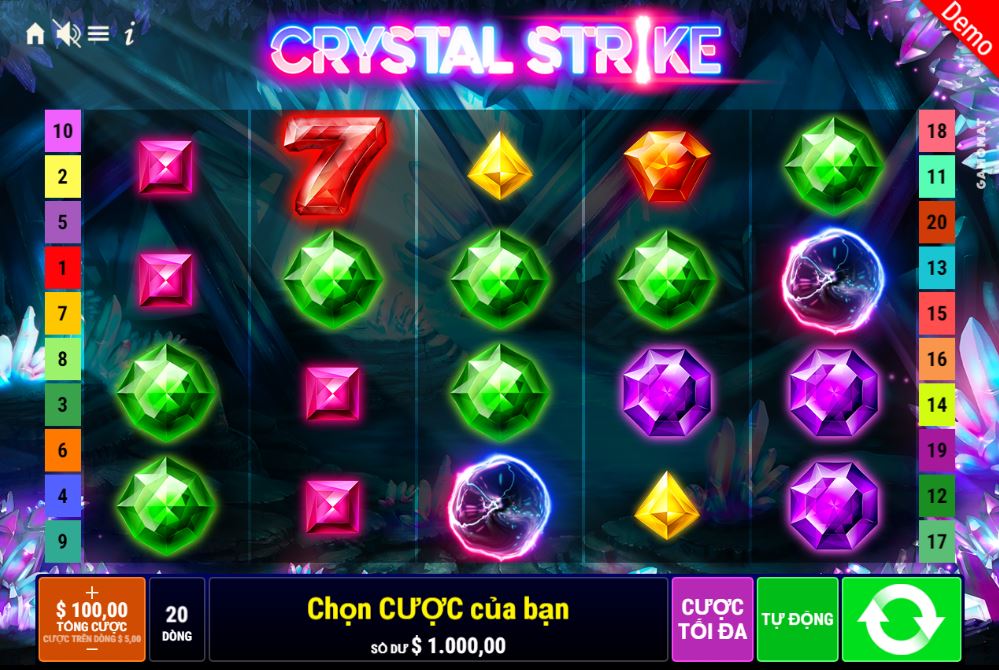 Cách chơi game quay hũ Crystal Strike - Động pha lê